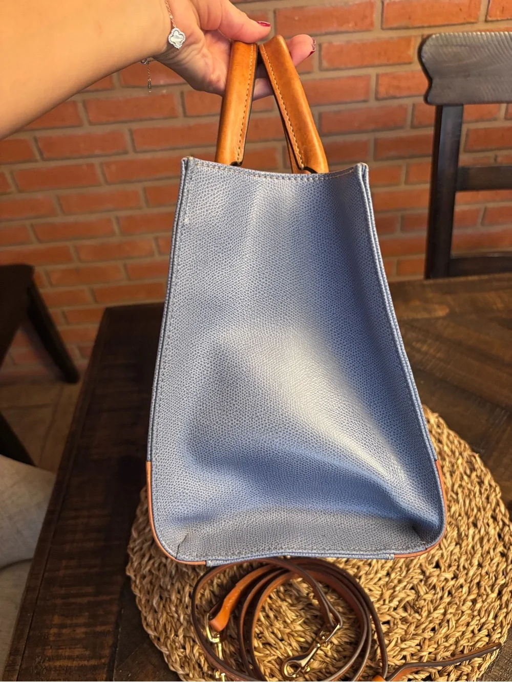 Dooney & Bourke Blue Satchel with Tan Leather Trim🤩🤩